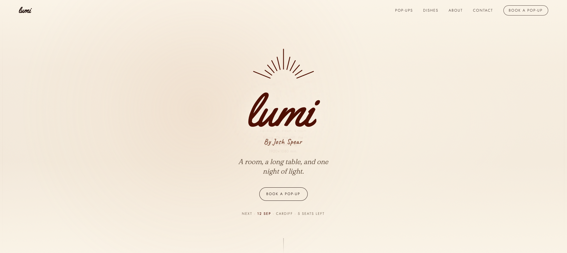 Preview of local restaurant website project.